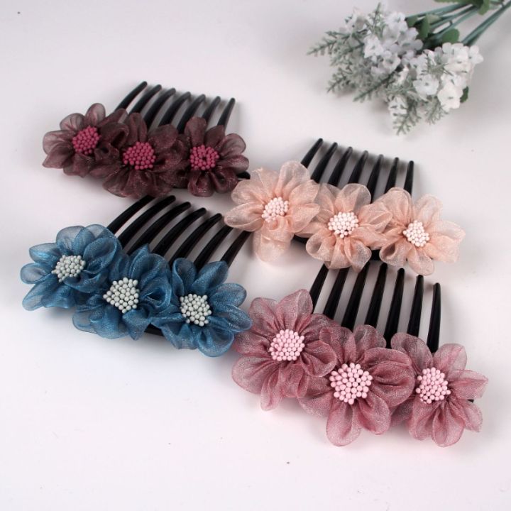 simple-flower-silk-yarn-inserted-comb-adult-lady-seven-tooth-comb-hair-ornament