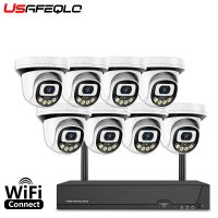 USAFEQLO 8CH NVR HD 5MP กล้องวงจรปิดโดมระบบกล้องบันทึกเสียงในร่ม P2P IP Wi-Fi กล้องวงจรปิดรักษาความปลอดภัยชุดสอดแนมวิดีโอ