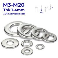 M3 M4 M5 M6 M8 M10 M12 M14 M16 M18 M20 A2-70 304 baja tahan karat mesin cuci datar ketebalan Gasket polos 1/1.2/1.5/2/3/4mm