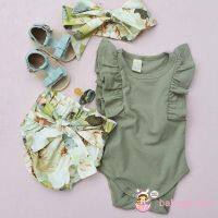 COD DSFERTEREERRE ღ♛ღBaby Girls Clothes Ruffle Sleeve Romper Floral Shorts Headbands Outfit