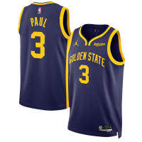 【High Quality】Mens New Original NBA Golden State Warriors #3 Chris Paul Jersey Statement Edition Navy Blue Swingman Heat-pressed