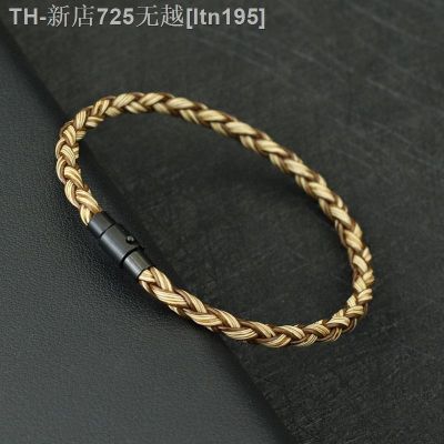 【CW】☃☫  Antique Hand Briaded Leather Magnetic 4mm Woven Bangle Braclet Men Best Friend Jewelry