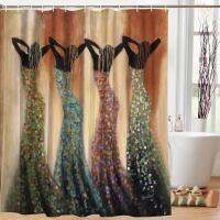 African Woman Shower Curtain Drawing Tribal Dress Local Frauen Silhouette Dance of The Summer Solstice Bathroom Decor Sethooks