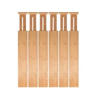 6 Pcs Drawer Dividers Bamboo Separators Organization Expandable Organizers for Kitchen Bedroom Bathroom Dresser Office