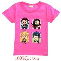 100% Cotton Spot  Hot New Kimetsu No Yaiba Kids T Shirt Children Boys Girls Unisex Demon Slayer T-shirt 2-15Y