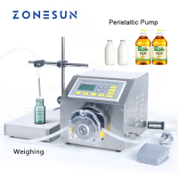 ZONESUN Liquid Filling Machine ปั๊มรีดท่อกึ่งอัตโนมัติน้ำผลไม้ขวดน้ำเครื่องชั่งน้ำหนัก