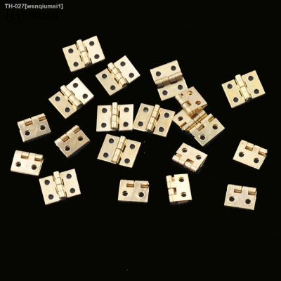 ∋☬ 20pcs Cabinet Door Hinges Brass Plated Mini Hinge Small Decorative Jewelry Wooden Box Furniture Accessories 1cm x0.8cm