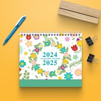 New 2024 Simple Solid Color Mini Desk Calendar DIY Portable Desktop Calendars Dual Daily Schedule Table Planner Desktop Decor