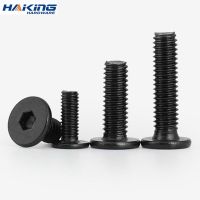 10pcs/lot M3 M4 M5 M6 M8 Black Carbon Steel CM Large Flat Hex Hexagon Socket Allen Screw Furniture Screw Connector Joint Bolt Nails Screws Fasteners