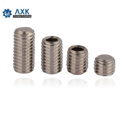 DIN913 M2.5 M3 M4 M5 M6 M8 304 Stainless Steel Metrik Benang Grub Sekrup Datar Titik Hexagon Socket Set Sekrup tanpa Kepala