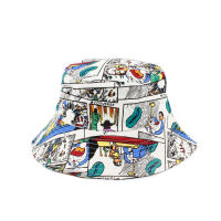 Ins New Mechanical Cat Fisherman Hat Spring Summer Uni Bucket Hat Cotton Sun Cap Beach Sunscreen Hat Breathable Cartoon