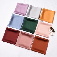 Luxury Brand Women 39;s Silk Scarf Plain Square Shawls and Wraps Fashion Solid Soft Bags Scarf Hijabs Foulard Neck Snood 70x70Cm