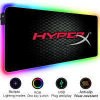 RGB Mouse Pad HyperX Logo Anime Gaming Mousepad Gamer Large LED Black Rubber Mouse Mat PC Keyboard Pad For Computer Laptop Pad