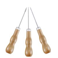 New1/3PCS Canvas Leather Sewing Shoes Wood Handle Tool Awl Hand Stitching Taper Leathercraft Needle Tool Kit Sewing Supplies