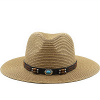 CWLarge ขนาดหมวกปานามา Lady Beach เด็กกว้าง Brim หมวกฟางชายฤดูร้อน Sun Cap Plus ขนาด Fedora หมวก54ซม. 56-58ซม. 59-61ซม.