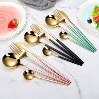 （glistening shop）4ชิ้น/เซ็ตสีดำทองชุดช้อนส้อม18/10อาหารเย็นเครื่องเงินชุด Flatware ชุดอาหารเย็น Dropshipping