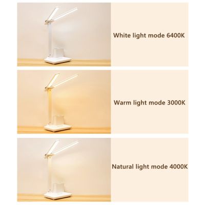 Foldable Bedside Lamp Double Head 40 LED Desk Table Lights Eye Protection Table Light Stepless Dimming for Bedroom/Study/Office