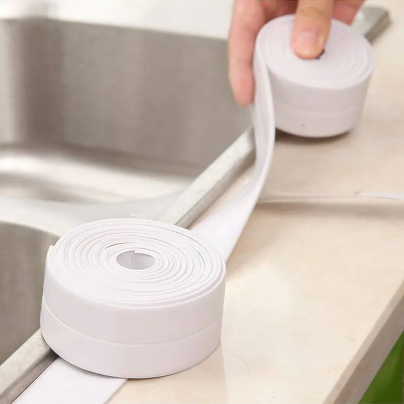 1pc Shower Bath Sealing Tape Strips, PVC Self Adhesive Waterproof Wall  Sticker For Bathroom Kitchen Sink, Mold Proof Caulk Strip
