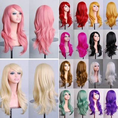Omen Curly Wavy Wigs - Long Straight Cosplay Wigs Synthetic Heat Resistant Full Hair Wigs