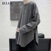 IELGY เหมือนกันหมดผู้ชายผิดปกติสีทึบเสื้อแบบหลวม