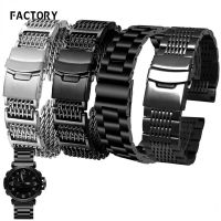 ☋▦✑ 316 สายนาฬิกาสแตนเลสที่เป็นของแข็งสำหรับ Casio PRG-600YB/PRG-650/PRW-6600 สายนาฬิกาโลหะของผู้ชายอุปกรณ์เสริม 20 22 24 มม.