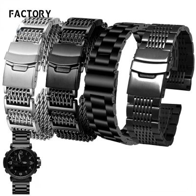 ☋▦✑ 316 สายนาฬิกาสแตนเลสที่เป็นของแข็งสำหรับ Casio PRG-600YB/PRG-650/PRW-6600 สายนาฬิกาโลหะของผู้ชายอุปกรณ์เสริม 20 22 24 มม.