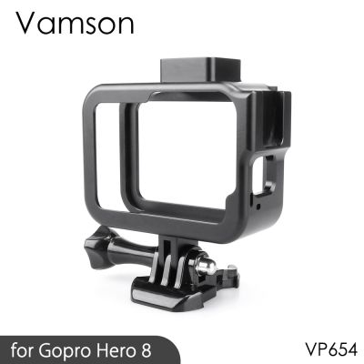 เคสอลูมิเนียมอัลลอยด์ Vlog Vlog Vlog สำหรับ Gopro Hero 8เคสกรอบกรง Vlogging พร้อมไมโครโฟน Cold Shoe Vp654ยึด