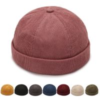 Corduroy Striped Hiphop Cap Beanies Melon Bonnet Beanie Hat