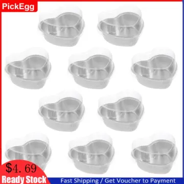 10pcs Heart-shaped Cake Pan With Lid For Baking Cake Cup