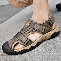 Men Sandals Non-slip Rubber Soles High Quality Casual Water Trekking Mesh Leather Beach Breathable Summer Outdoor Hiking Soft