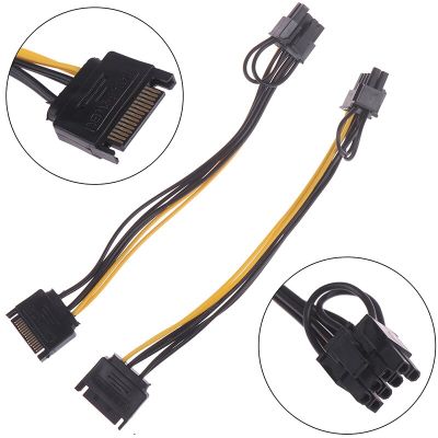 1ชิ้น15pin Sata ตัวผู้ต่อ8pin62ไฟฟ้า Pci-E สายเคเบิล20ซม. สายเคเบิ้ล Sata สายเคเบิล15-Pin ถึง8 Pin สำหรับกราฟิกการ์ด