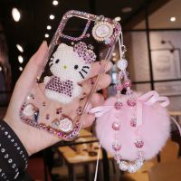 [Chaoke digital branch] พลอยเทียม3D Hello Kitty หรูหราพร้อมสายคล้องเคสสำหรับไอโฟนโทรศัพท์14 13 12 11 14 Pro Max Mini XR XS MAX X SE 2020ฝาหลัง