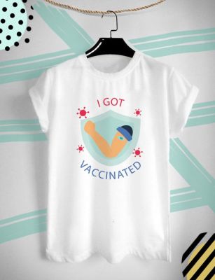 เสื้อยืด ฉันฉีดวัคซีนแล้ว Im Vaccinated ใส่สบาย ไม่ยืด ไม่ย้วย