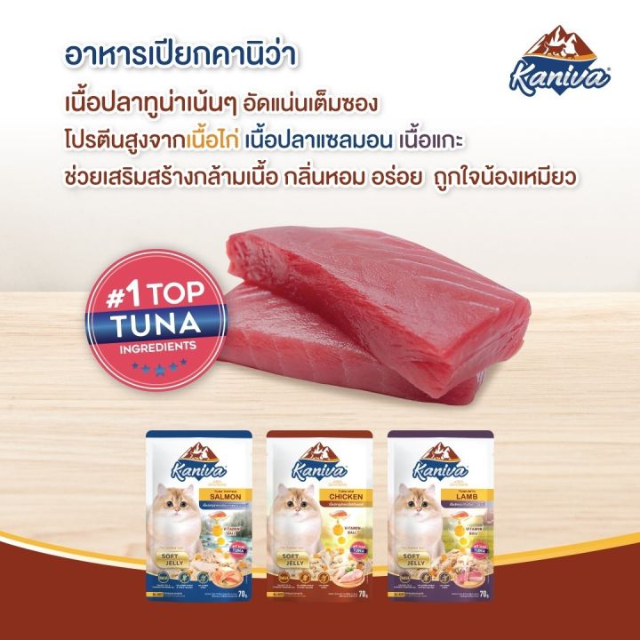 kaniva-wet-food-tuna-topping-salmon-in-jelly-อาหารเปียกแมว-สูตรปลาทูน่าหน้าปลาแซลมอนในเยลลี่-ขนาด-70-กรัม