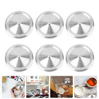 BESTOMZ 6pcs สแตนเลสสตีลถ้วยฝาปิดตุ๊กตาแก้วฝาปิดถ้วยการกัดกร่อนฝาปิดถ้วยรอบถ้วย