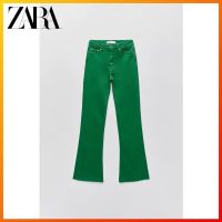 Zara ใหม่ กางเกงยีนส์สกินนี่ ขาบาน สําหรับผู้หญิง