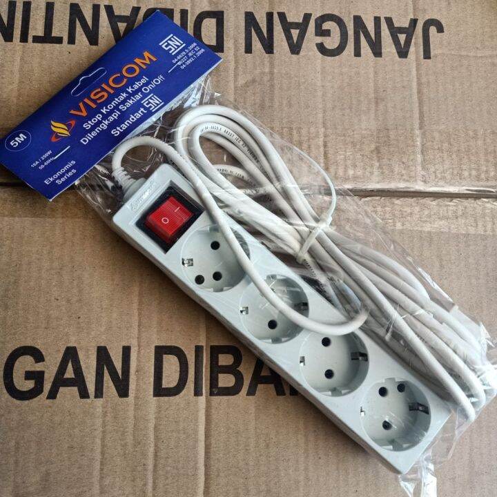 AGA VISICOM OB Stop Kontak Kabel 5 Lubang 3 Meter Saklar ON OFF 16A SNI ...