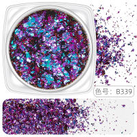 Flake Glitter Chameleon เลื่อม Chrome ผงเล็บไม่สม่ำเสมอสติกเกอร์ DIY ตกแต่งเล็บอุปกรณ์เสริม-Souyine