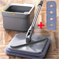 Microfiber Mop Cloth With Self-clean Bucket Squeeze Hand-free Tools Floor Rotatable Cleaning Mops 360° Lazy Spin Mop Nano Square