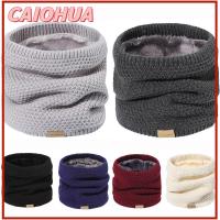 CAIOHUA ซับในหนาขึ้น ที่พันคอ ถักนิตติ้ง เก็บความอบอุ่น ผ้าพันคอหลอดสกี ลำลองแบบสบายๆ ที่คลุมหน้า ฤดูหนาวในฤดูหนาว