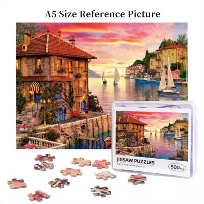 Mediterranean Port Wooden Jigsaw Puzzle 500 Pieces Educational Toy Painting Art Decor Decompression toys 500pcs