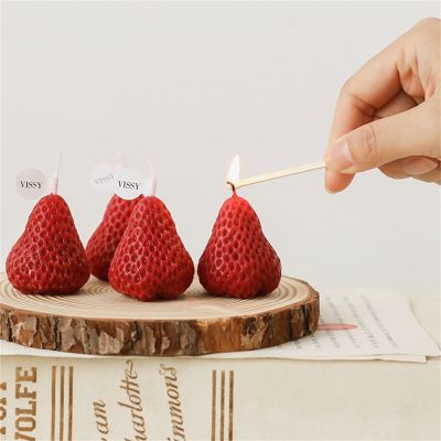 1/4Pcs Strawberry Candles Soy Wax Aromatherapy Scented Candles Cake Toppers for Birthday Party Baby Shower Home Decorations