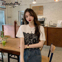 [เสื้อสงกรานต์ ญ] Xiaozhainv เสื้อยืดสตรีแขนสั้นปักลูกไม้,เสื้อแฟชั่นใหม่