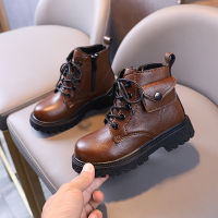 2021 New Autumn Winter Baby Leather Martin Boots 1-6 Years Boys Short Boots Girls Soft Sole Ankle Boots with Fur Size 21-30