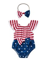 Toddler Baby Girl Summer Romper 4th of July  Jumpsuits Tassel Romper with Bow Headband Summer Jumpsuit Clothes  by Hs2023