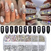 120pcs Flatback Nail Gem Rhinestones Mini Round Shaped Diamond Nai Art Charms With Box DIY Special-Shaped Manicure Accessories