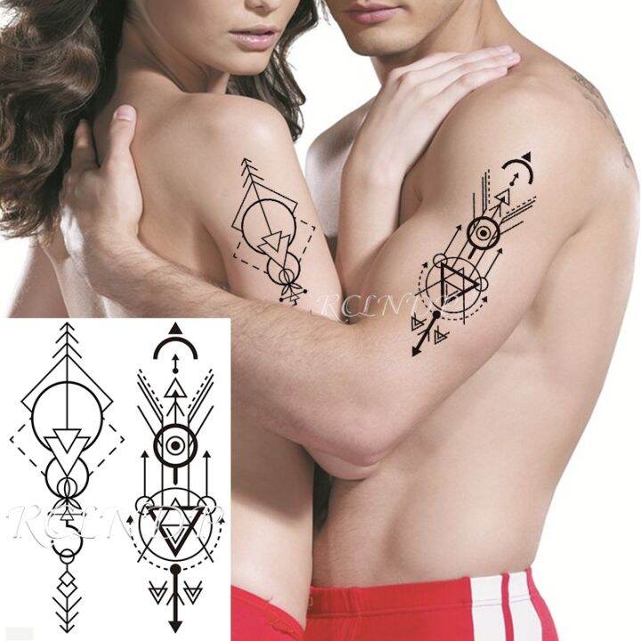 waterproof-temporary-tattoo-sticker-arrow-triangle-totem-geometric-symbol-fake-tatto-flash-tatoo-arm-body-art-for-men-women