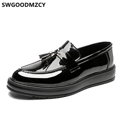 Patent Leather Shoes Men Formal Loafers Designer Shoes Men Office Wedding Dress Tassel Shoes Men Classic Prom Dresses  Buty