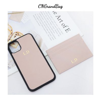 ขายดีชุดของขวัญกำหนดเองลายอักษรย่อเคสโทรศัพท์สำหรับ Iphone 14 13 12 Pro Max Saffiano PU เคสกระเป๋าใส่บัตรเครดิตหนัง