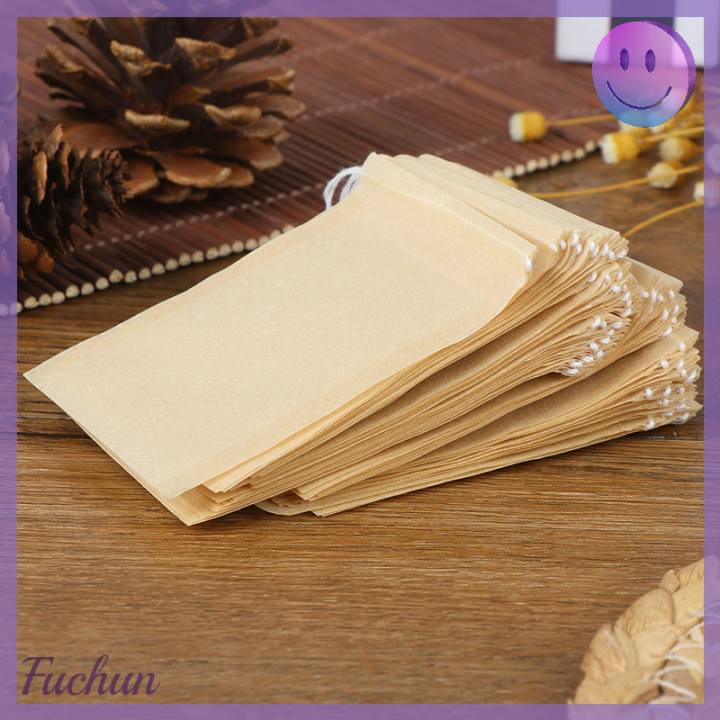 fuchun-ถุงชาหูรูดสำหรับชาสมุนไพร-100ชิ้น-ล็อตถุงกรองชากระดาษใส่เปล่า